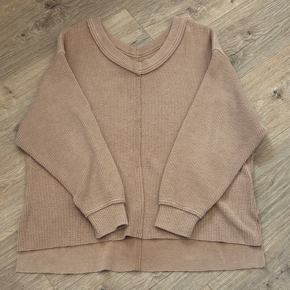 Aerie Soft Brown Crew Neck Sweater